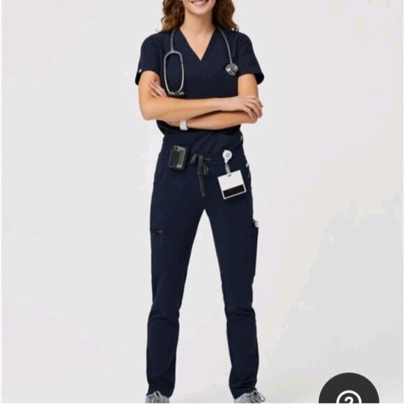 Figs Scrub Set Womens XL Navy Blue Technical Collection Medical Nursing - Picture 1 of 13